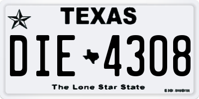 TX license plate DIE4308