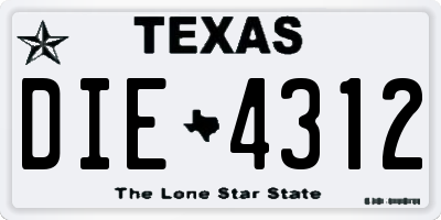 TX license plate DIE4312