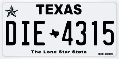 TX license plate DIE4315