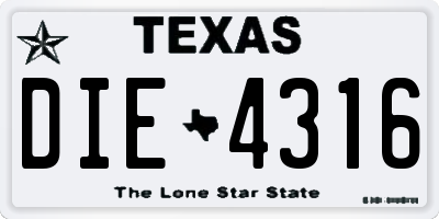 TX license plate DIE4316