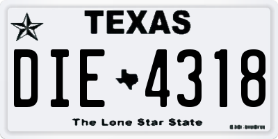 TX license plate DIE4318