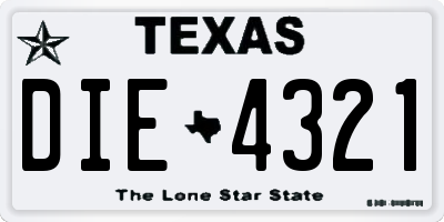 TX license plate DIE4321
