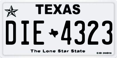 TX license plate DIE4323
