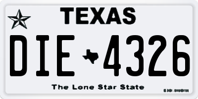 TX license plate DIE4326