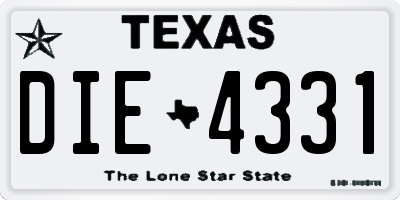 TX license plate DIE4331