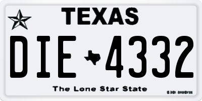 TX license plate DIE4332
