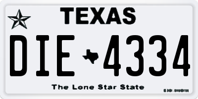 TX license plate DIE4334