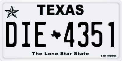 TX license plate DIE4351