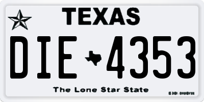 TX license plate DIE4353