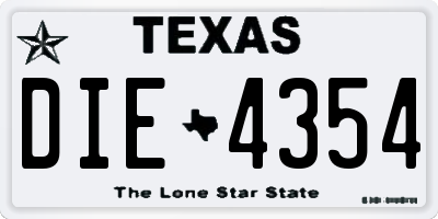TX license plate DIE4354
