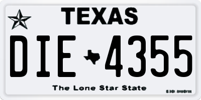 TX license plate DIE4355