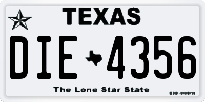 TX license plate DIE4356