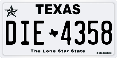 TX license plate DIE4358