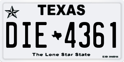 TX license plate DIE4361