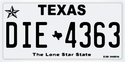 TX license plate DIE4363