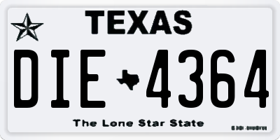 TX license plate DIE4364