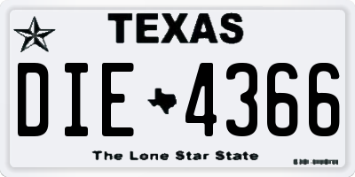 TX license plate DIE4366