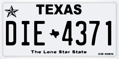 TX license plate DIE4371