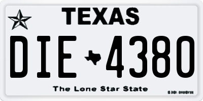 TX license plate DIE4380