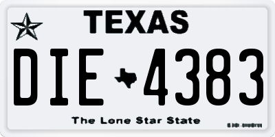 TX license plate DIE4383