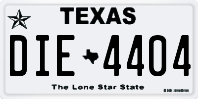 TX license plate DIE4404