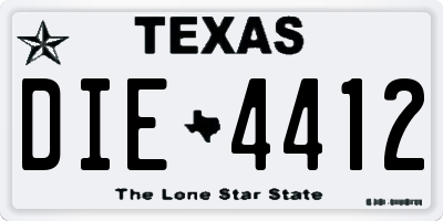 TX license plate DIE4412