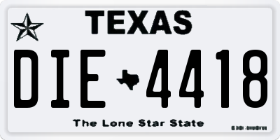 TX license plate DIE4418