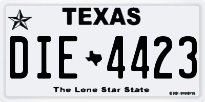 TX license plate DIE4423