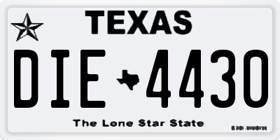 TX license plate DIE4430