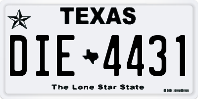 TX license plate DIE4431
