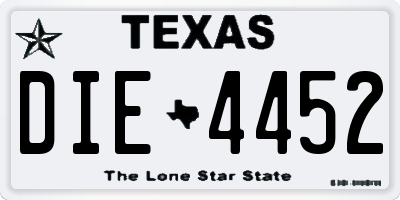 TX license plate DIE4452