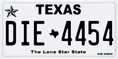 TX license plate DIE4454