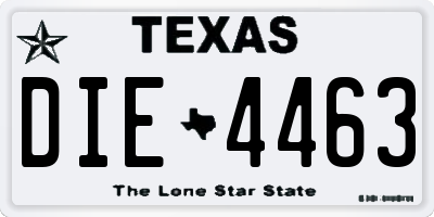 TX license plate DIE4463