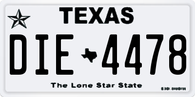 TX license plate DIE4478