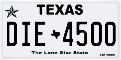 TX license plate DIE4500