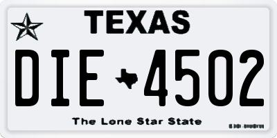 TX license plate DIE4502