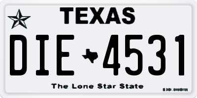 TX license plate DIE4531