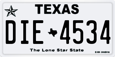 TX license plate DIE4534