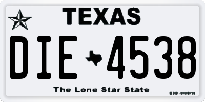 TX license plate DIE4538