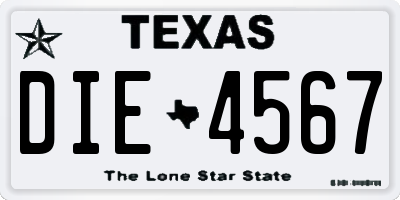 TX license plate DIE4567