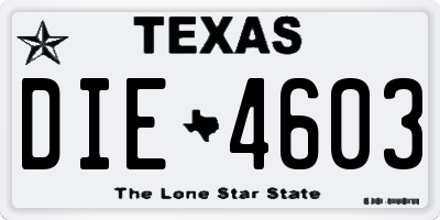 TX license plate DIE4603