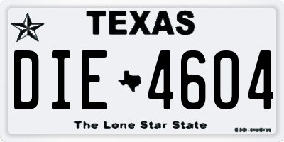 TX license plate DIE4604