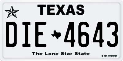 TX license plate DIE4643