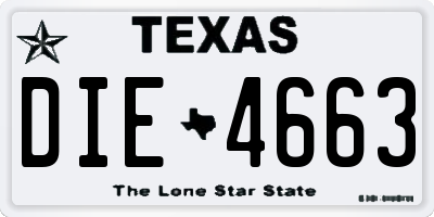 TX license plate DIE4663