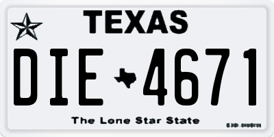 TX license plate DIE4671