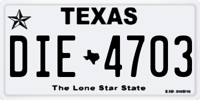 TX license plate DIE4703