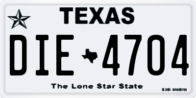 TX license plate DIE4704