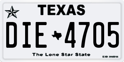 TX license plate DIE4705