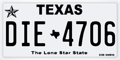 TX license plate DIE4706