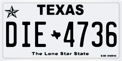 TX license plate DIE4736